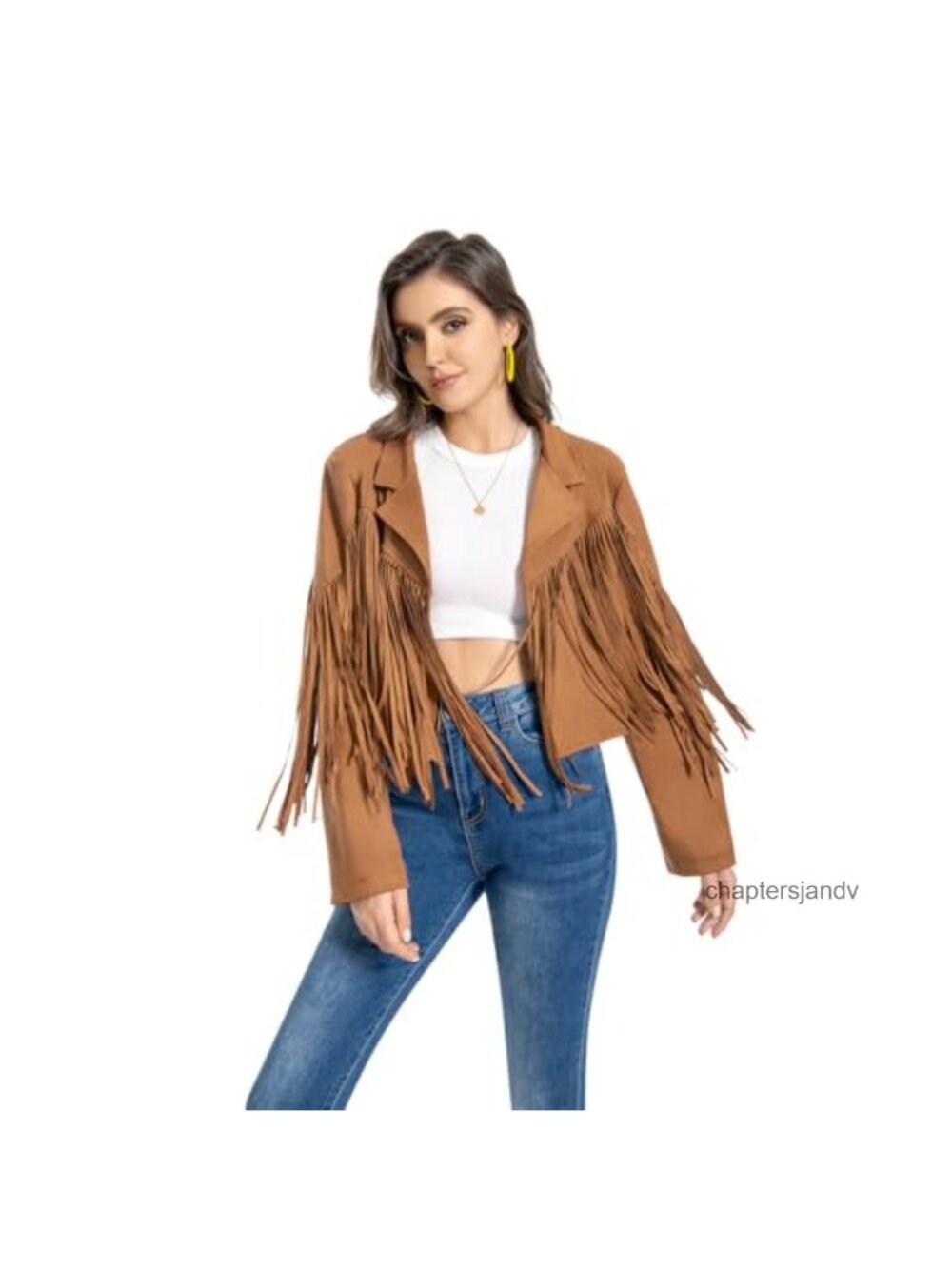 Faux Suede Fringe Jacket Crop Moto Tassel Western Cowgirl Concert Outfit